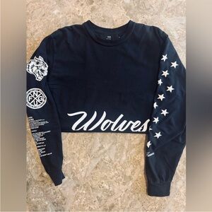 Wolves Black Long Sleeve Crop Top